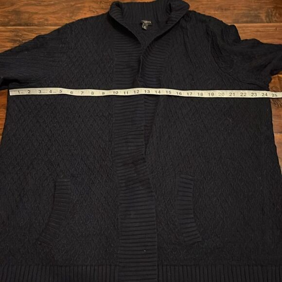 Talbots Blue Knit Open Style Pockets Cardigan Sweater Business Casual Office - Picture 6 of 10